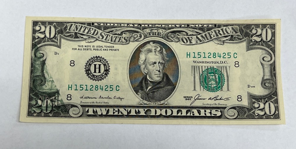 1985 $20 Bank Note Error- Back Printed On Obverse - St Louis, MO
