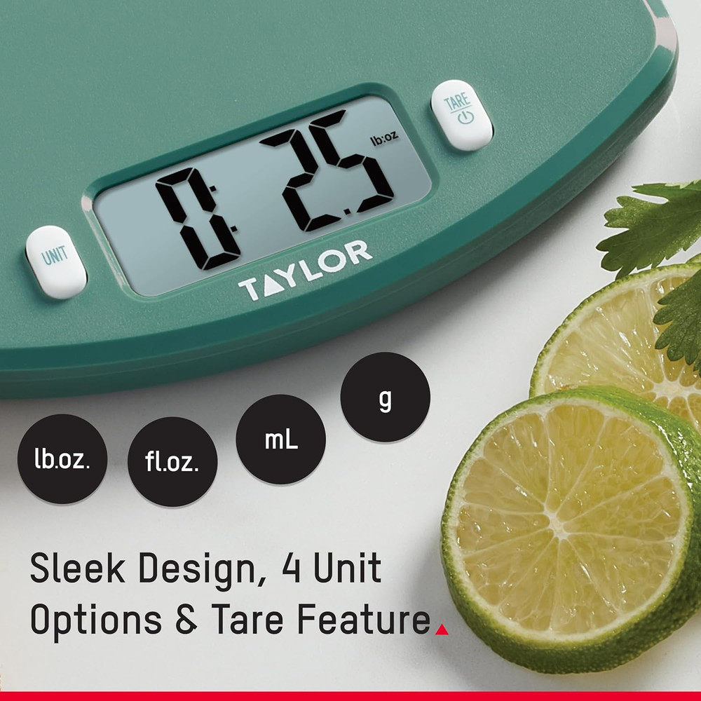 Digital Ocean Bound Plastic Kitchen Food Scale, 11 Pound Capacity, Teal