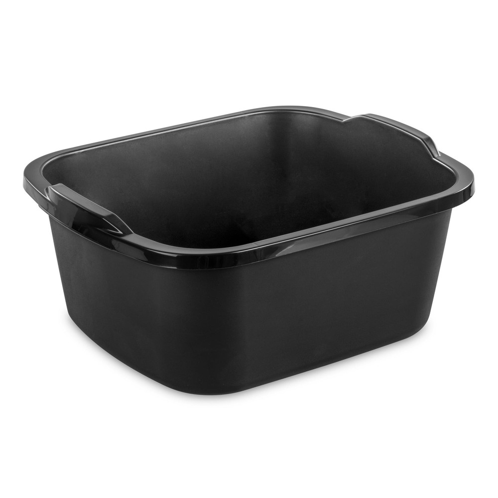 Sterilite 18 Qt. Dishpan, Multi-Purpose Plastic Wash Tub, Kitchen, Sink, Black