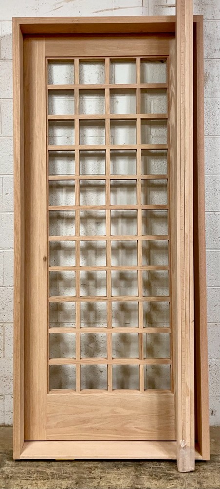 Solid oak lumber square top door solid wood wine cellar castle glass squares