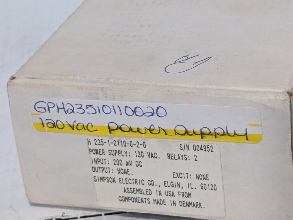 Simpson Electric Hawk II H 235-1-0110 Digital Panel Meter+Return