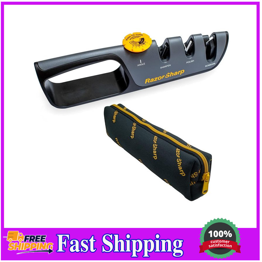 RazorSharp Knife Sharpener with Adjustable Angle, Diamond Ceramic Stones
