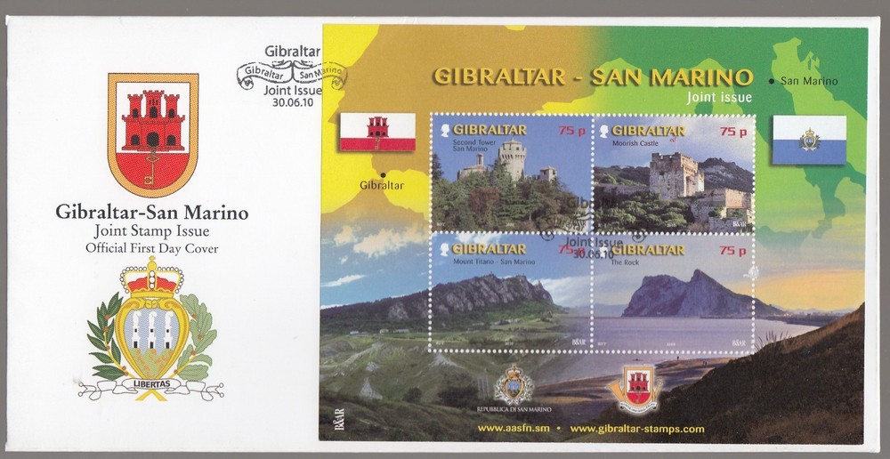 Gibraltar 2010 FDC Joint Issue with San Marino - Castles