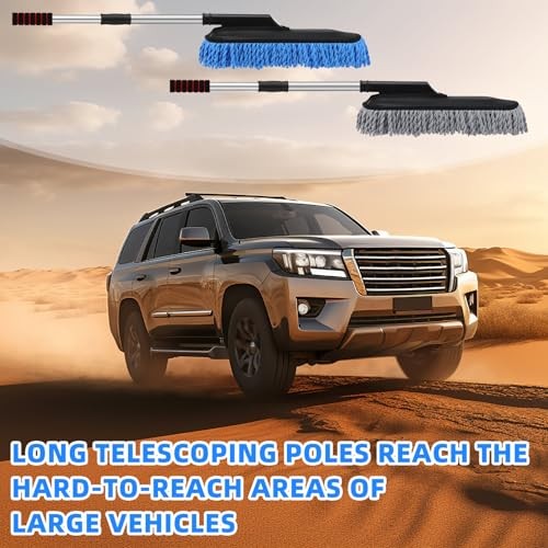 Pack Microfiber Car Duster Exterior Scratch Free with Extendable 2 Blue Gray