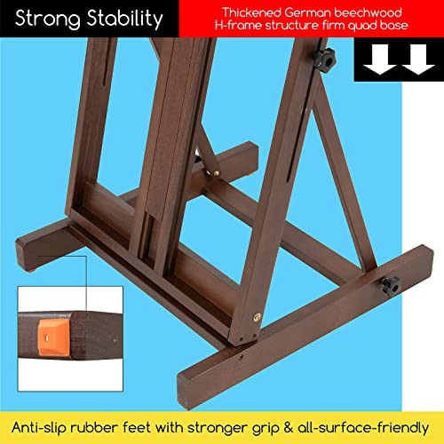 Heavy Duty H-Frame Studio Easel Stand, Large Adjustable Solid Beech Walnut