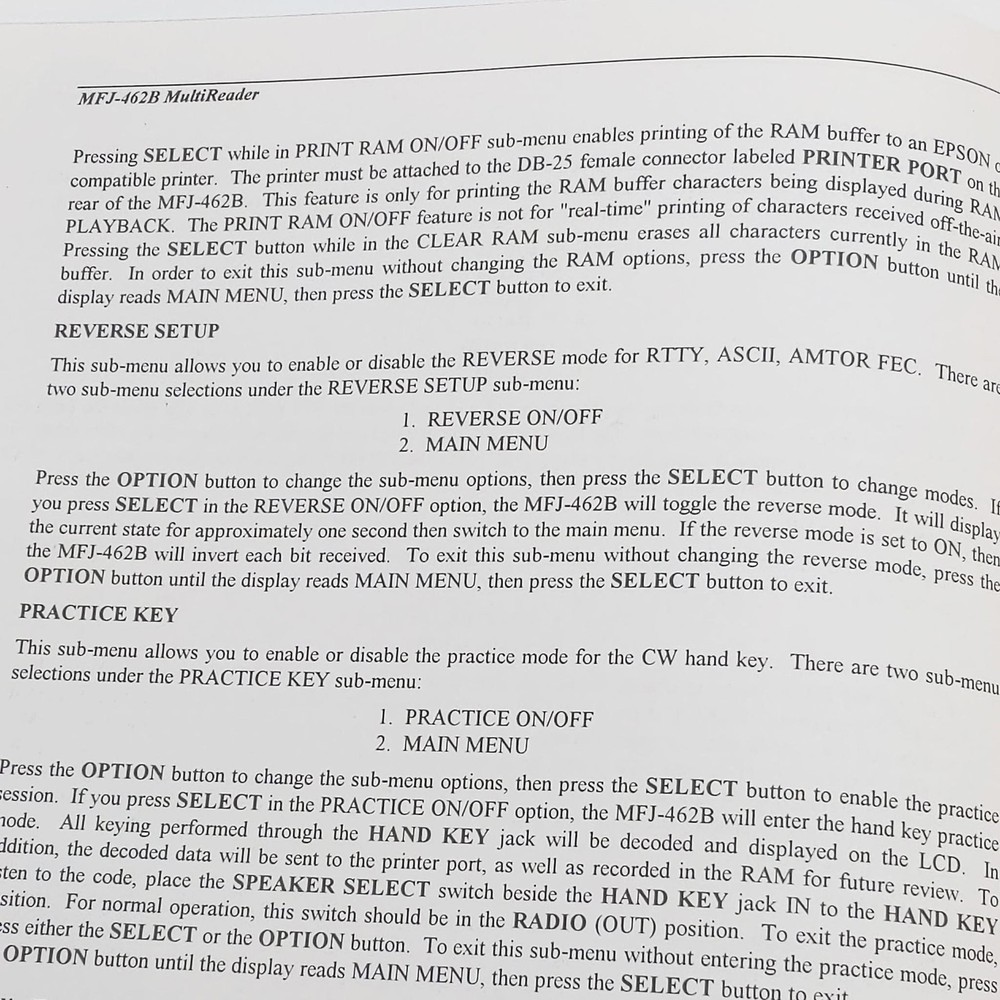 MFJ-462B MultiReader V. 2C Original Manual