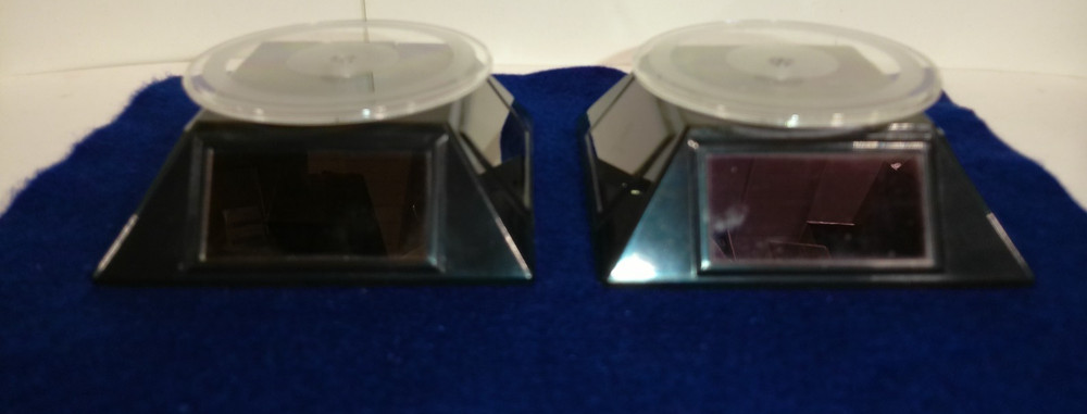 2 Solar Power Black Small Spinning Display Turntables