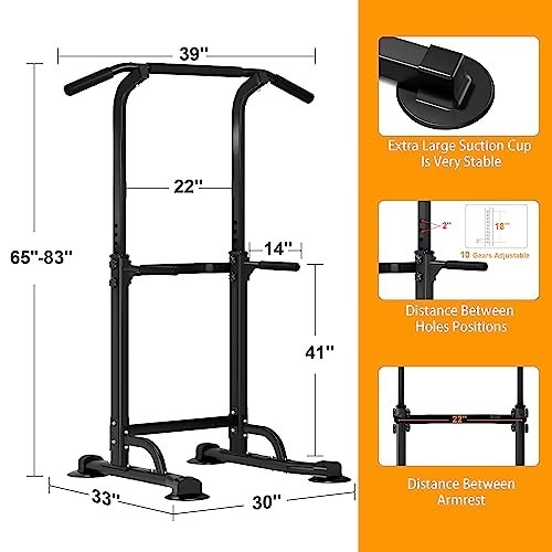 Multi-Function Power Tower Pull Up Dip Station - Adjustable Height Fitness Equip