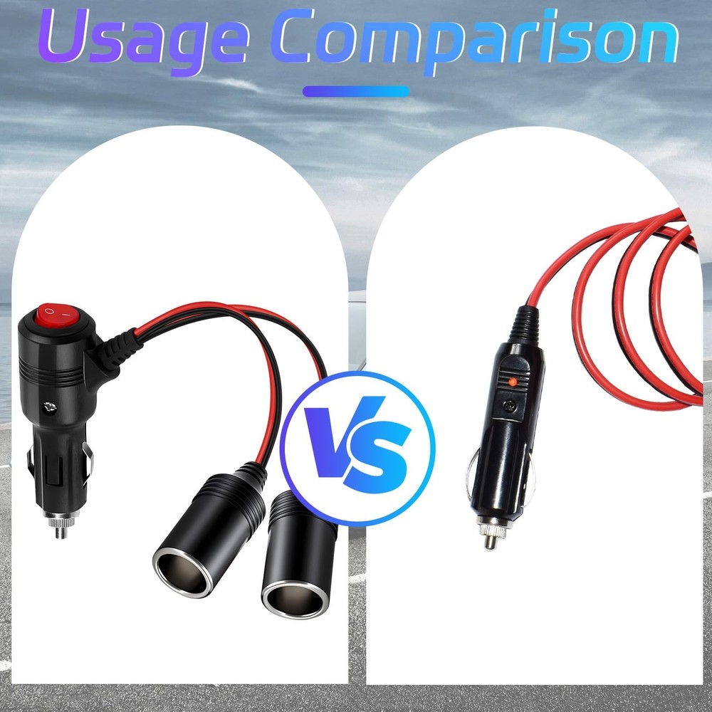 Universal Car Cigarette Lighter Adapter with Switch 2-Socket 12V/24V Splitter