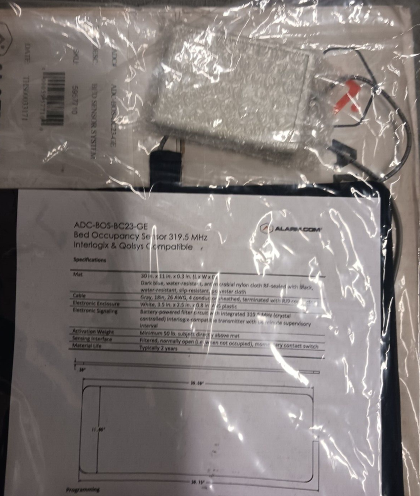 ALARM.COM ADC-BOS-BC23-GE Bed Sensor System (w/Interlogix and Qolsys Transmitter