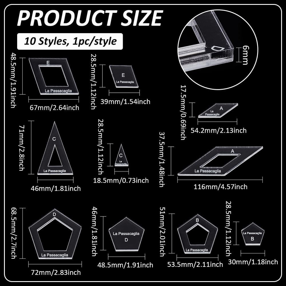 10 Styles Geometric Quilting Template Acrylic Sewing Machine Ruler Patchwork