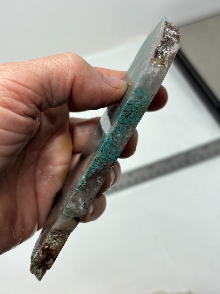 Spiderweb Chrysocolla in Quartz Slab Cabbing Lapidary Combo Ship Avail