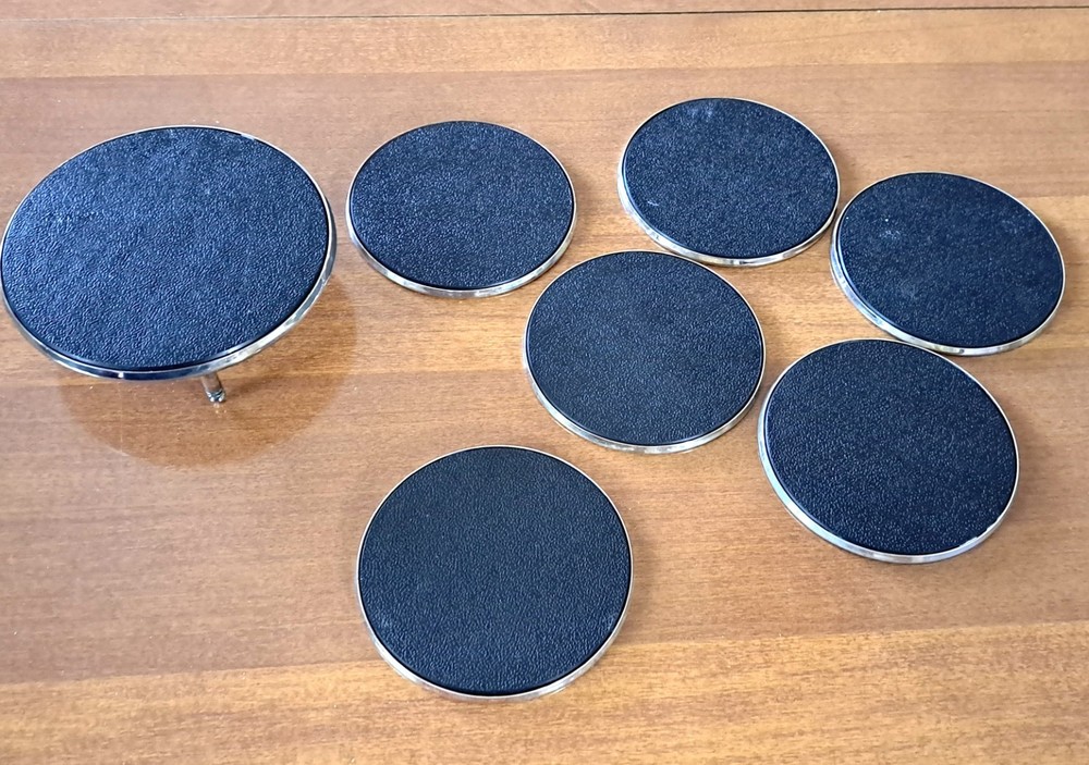 Silver Plated Coaster Set - 6 Coasters with Matching Caddy