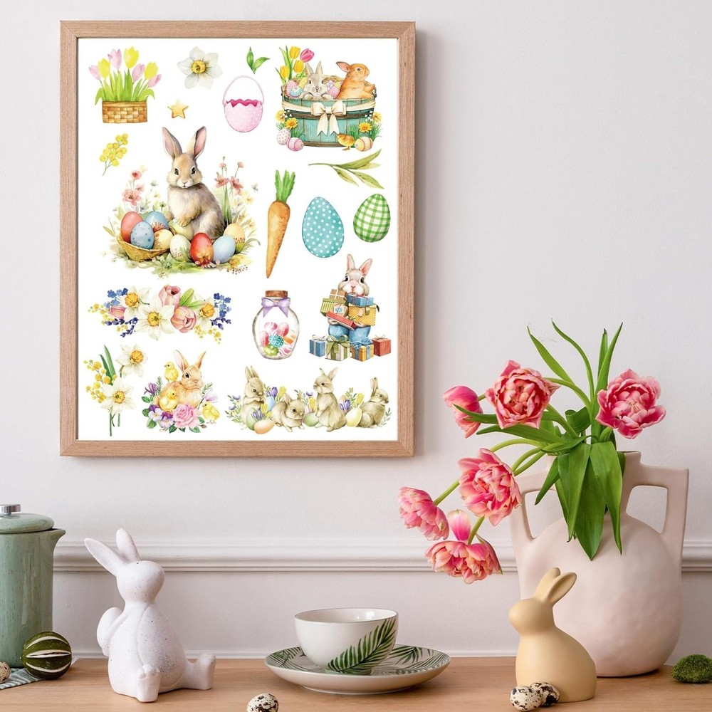 Easter Rub-On Transfer Decals - 12 Sheets for Spring Craft Decor