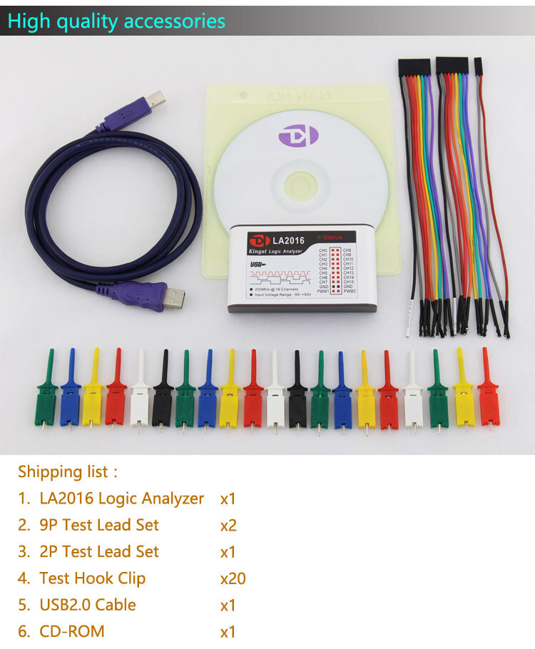 LA2016 USB Logic Analyzer 200M MAX Sample Rate 16Channels 2M PWM 10B samples