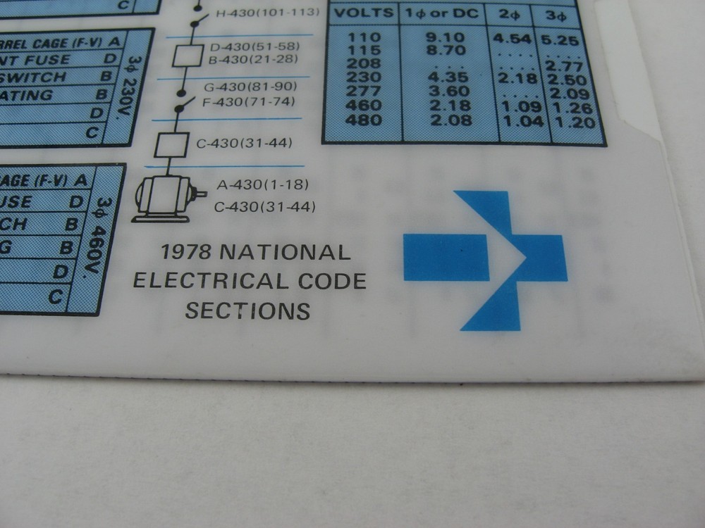 Vintage 1978 Gould ITE Wire Capacity Pocket Guide Electrical Reference Ruler