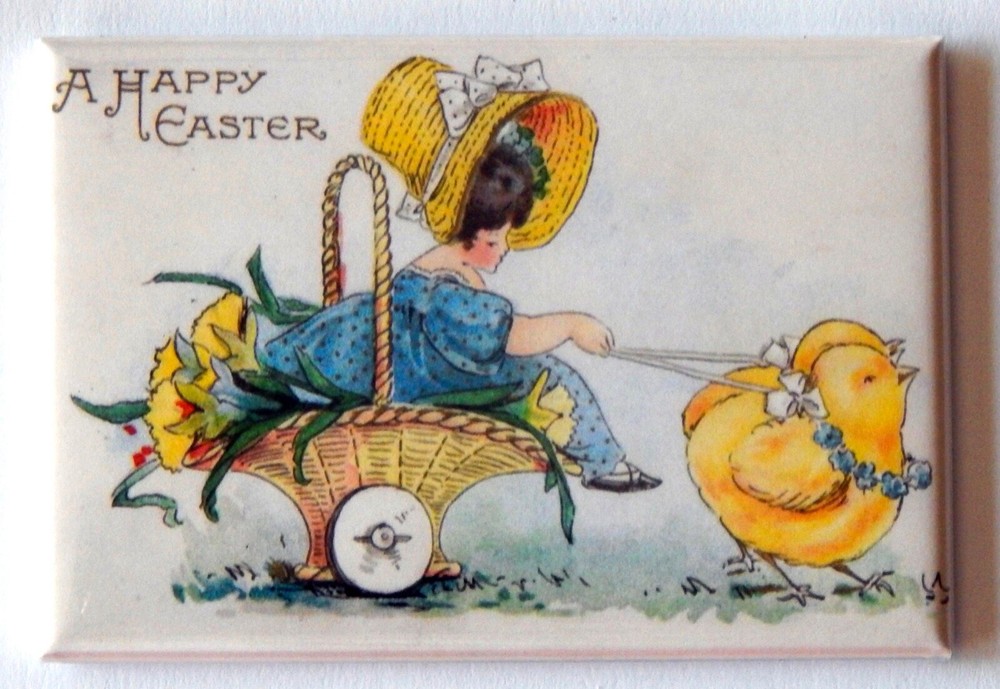 Easter Chick Chariot FRIDGE MAGNET