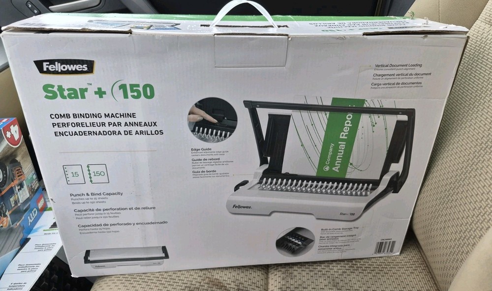 Fellowes Star+ 150 Comb Binding Machine CRC50065 Open Box Complete 12 Sheet