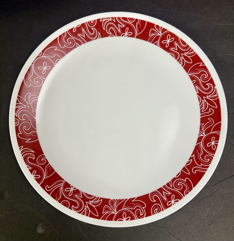 Corelle Bandhani Red Dinner Plates 10" Good Condition