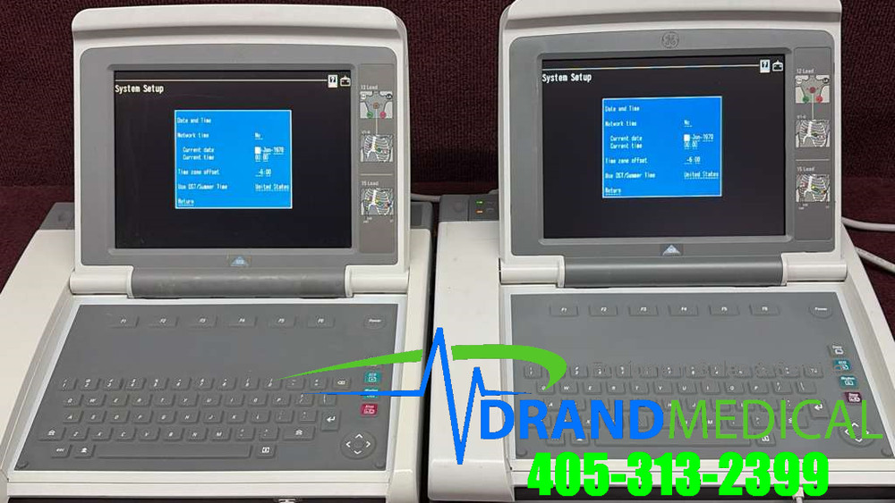 GE MAC 5500 System ECG/EKG Machine with module and barcode scanner