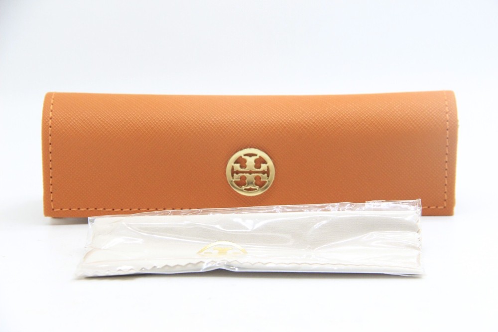 NEW TORY BURCH ORANGE SMALL AUTHENTIC EYEGLASSES CASE W/CLOTH