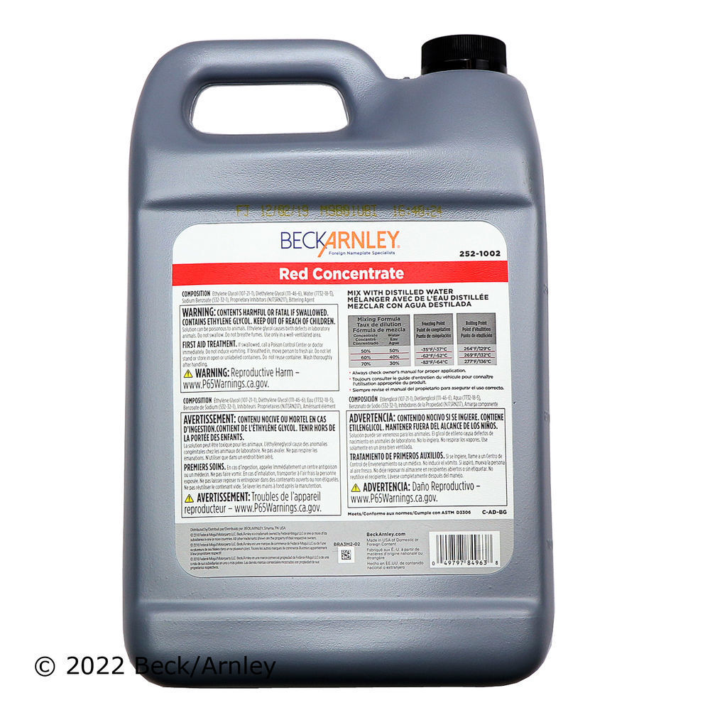 Engine Coolant / Antifreeze Beck/Arnley 252-1002