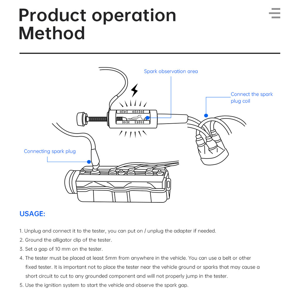 In Line Auto Spark Plug Tester High Energy Ignition Coil Engine Diagnostic Tool