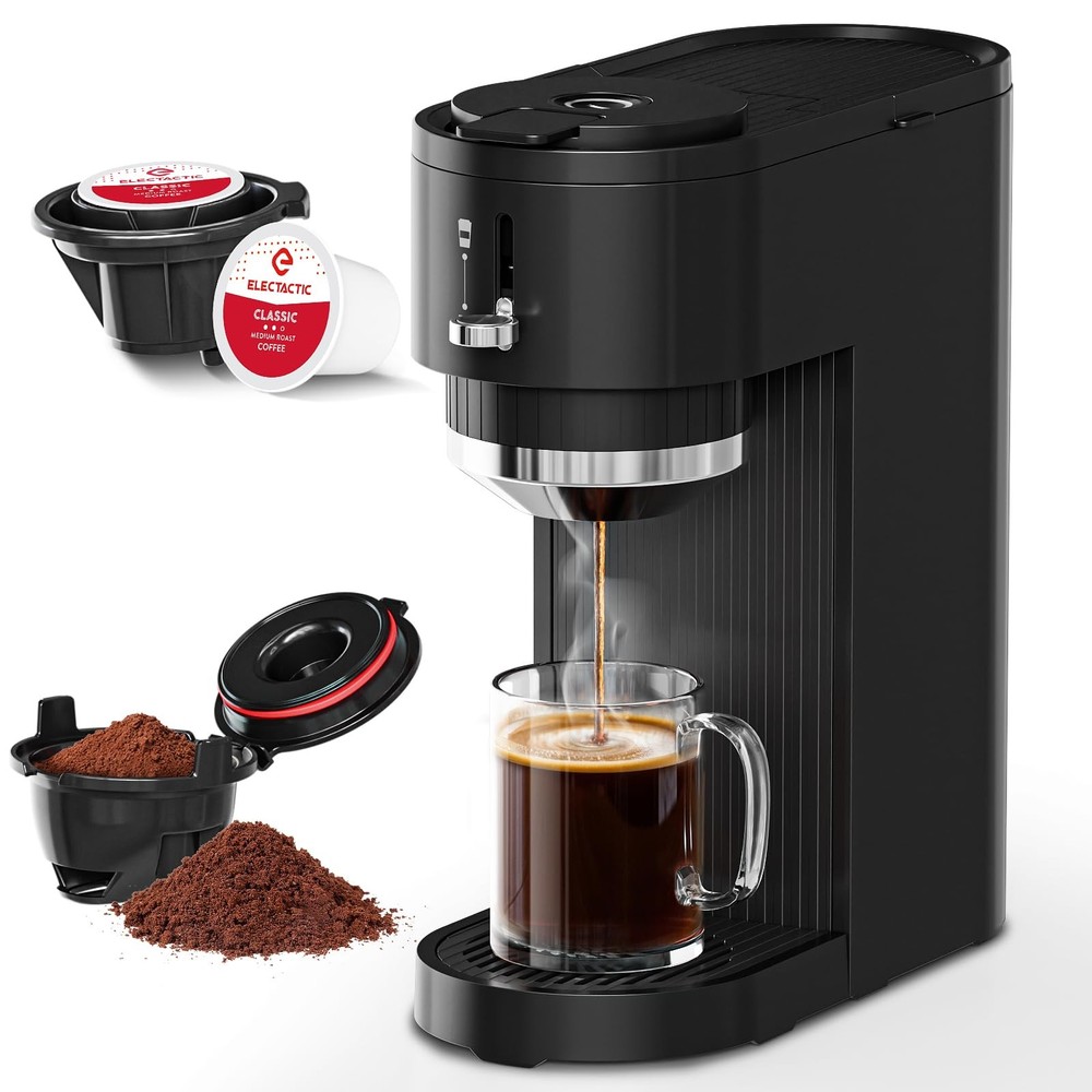 Single Serve Coffee Maker – Brew with Coffee Pods & Grounds, Compatible with ...