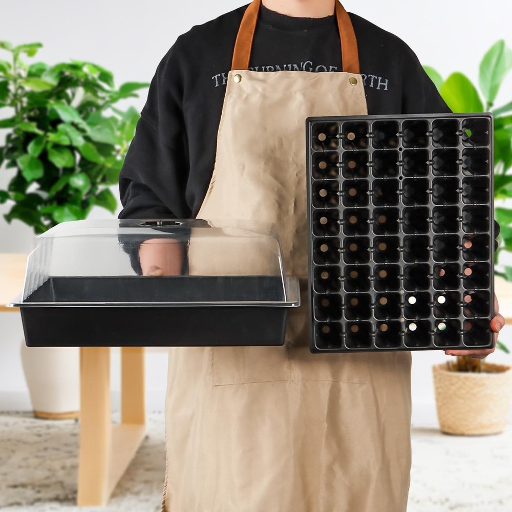 5-Pack No Drip Starter Trays with 4" Humidity Dome - 240 Cells Deep Root Plug...