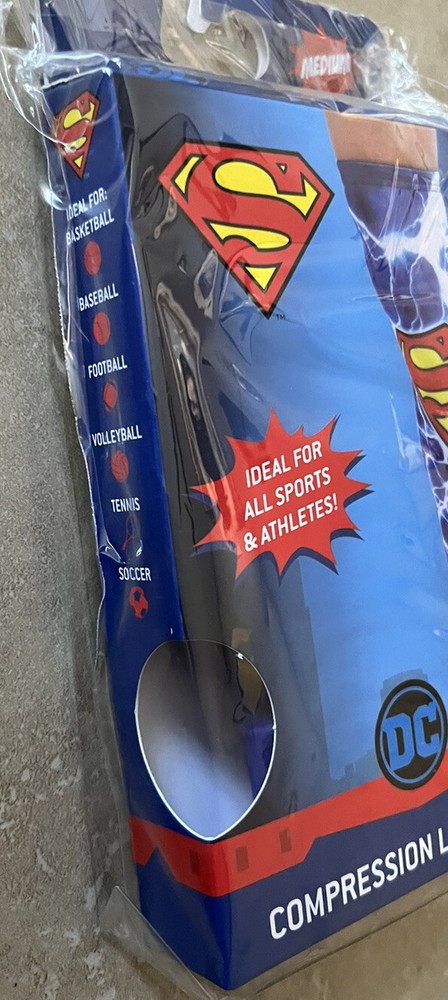 DC Comics Superman Logo Athletic Sports Compression Leg Sleeve Medium