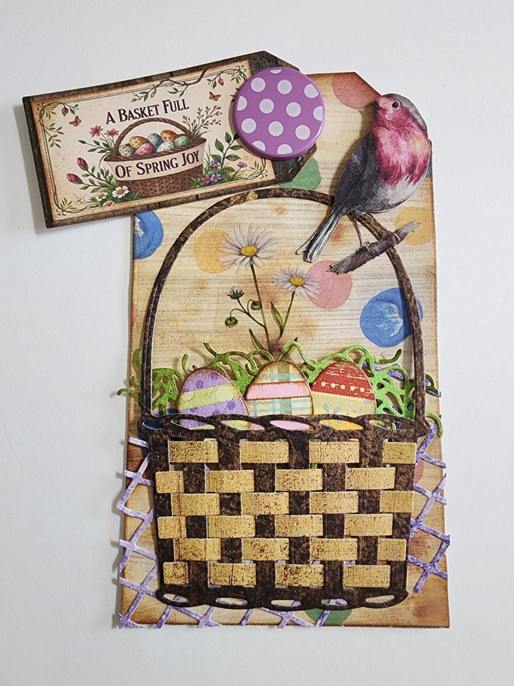 Handmade Woven Easter Basket Spring Joy OOAK #29 Floral Egg Hunt Decor Unique