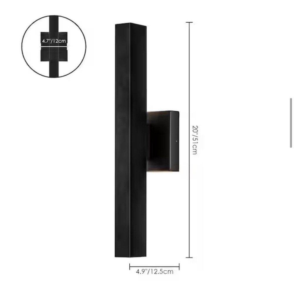 RRTYO Edith 20 in Black Modern Linear Integrated LED Wall Light Sconce