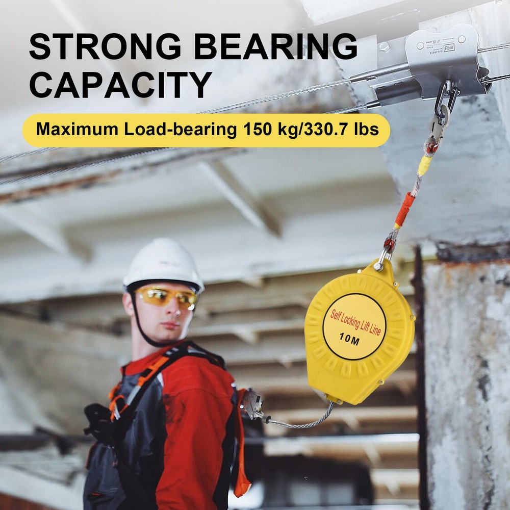 Fall Protection Self-Retracting Lifeline Lanyard 32FT W/Locking Hook Fall Arrest