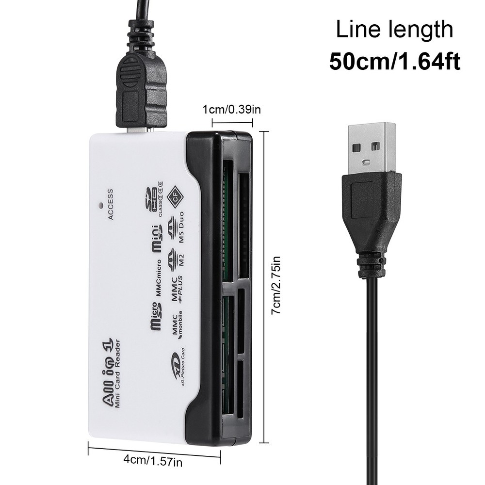 6-IN-1 USB 2.0 Memory Card Reader High-Speed Adapter for Micro SD SDXC CF SDHC