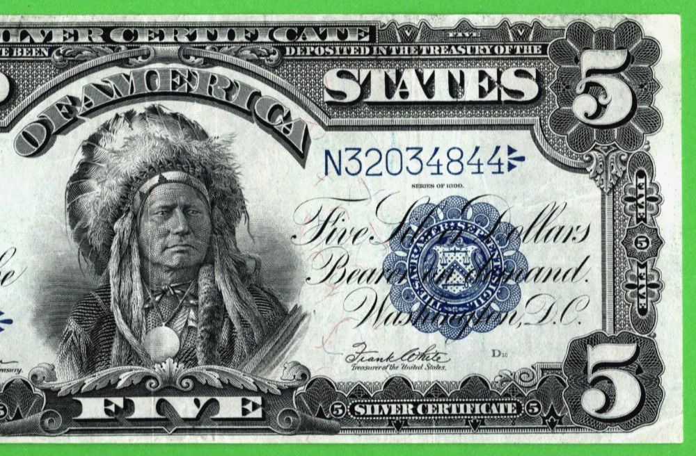 1899 💲5 SILVER CERTIFICATE 💸 CHIEF NOTE Fr-281 💸 Very Fine