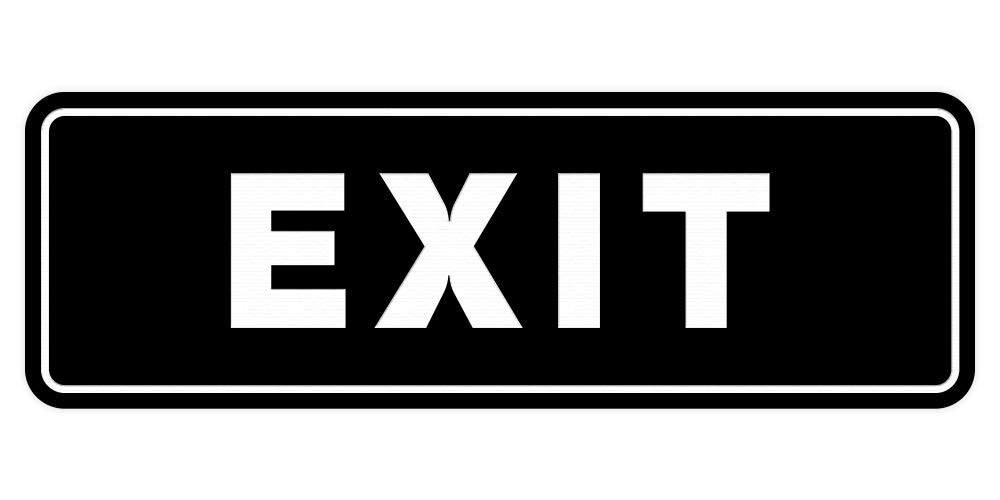 Standard Exit Wall Door Sign Black Small 1 Pack Durable Plastic Adhesive