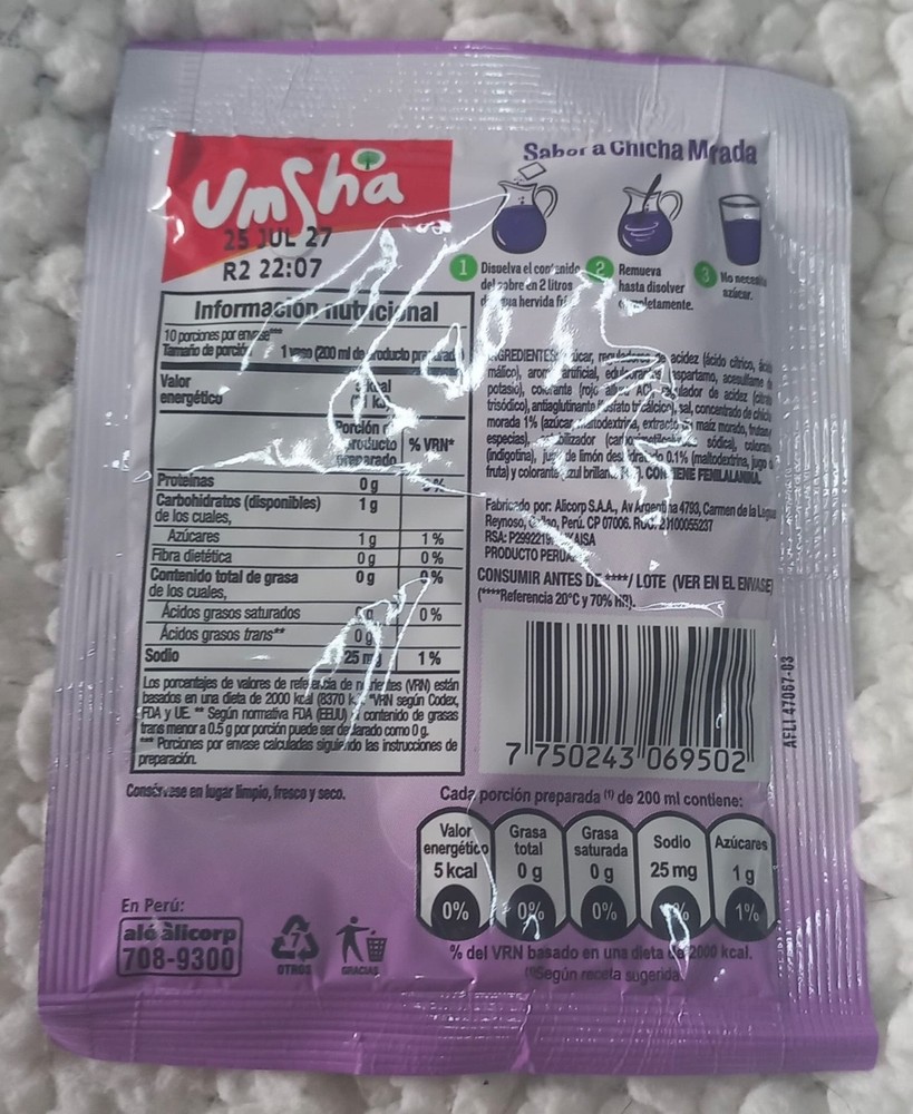 Umsha 6 Pack Chicha Morada Peruvian Drink 13gr each