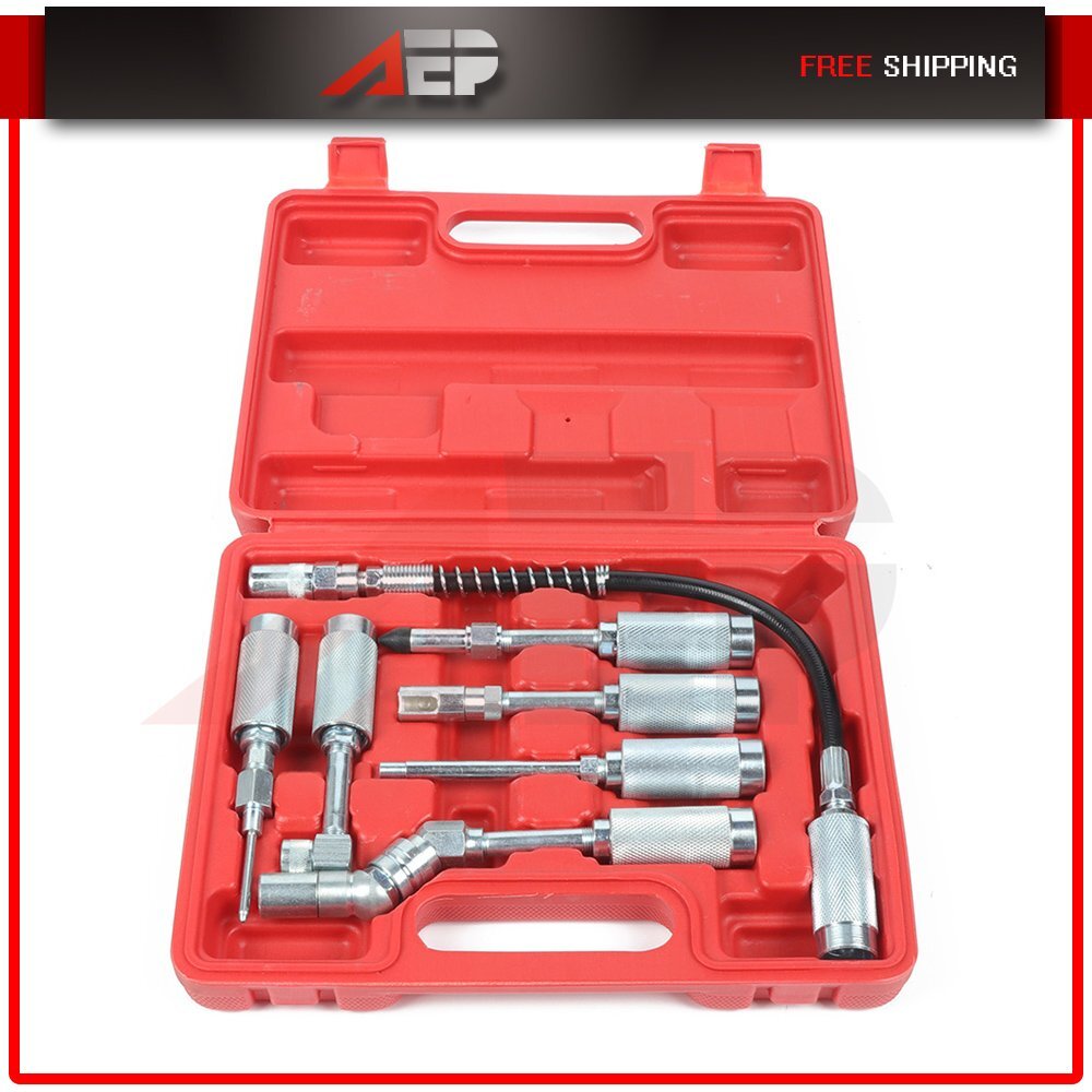 7 pcs Replacement Grease Gun Adapter Set Lubing Hose Fitting Tip Assortment