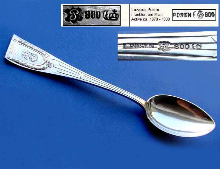 Massive Empire Spoon, 800 Silver, Lazarus Posen B829