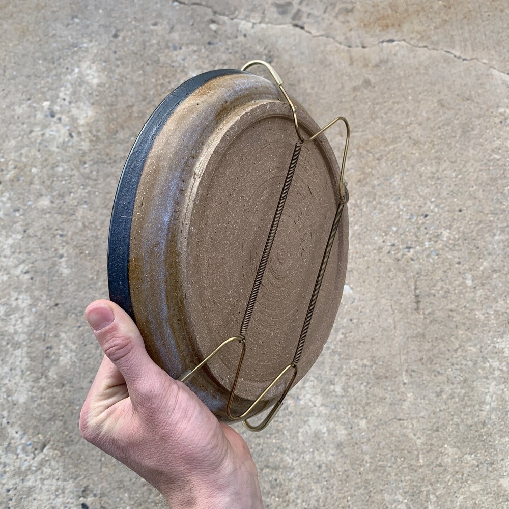 Art Studio Pottery Plate Platter Display 10” Blue Tree Star Kelp Pattern- Signed