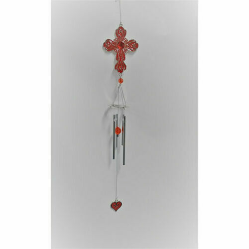 Birthstone Cross Windchime in January Garnet