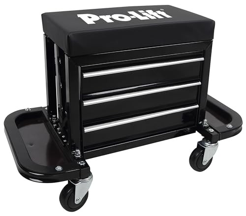 Mechanic Roller Seat with Tool Box - 3-Drawer Rolling Tool Chest Stool with