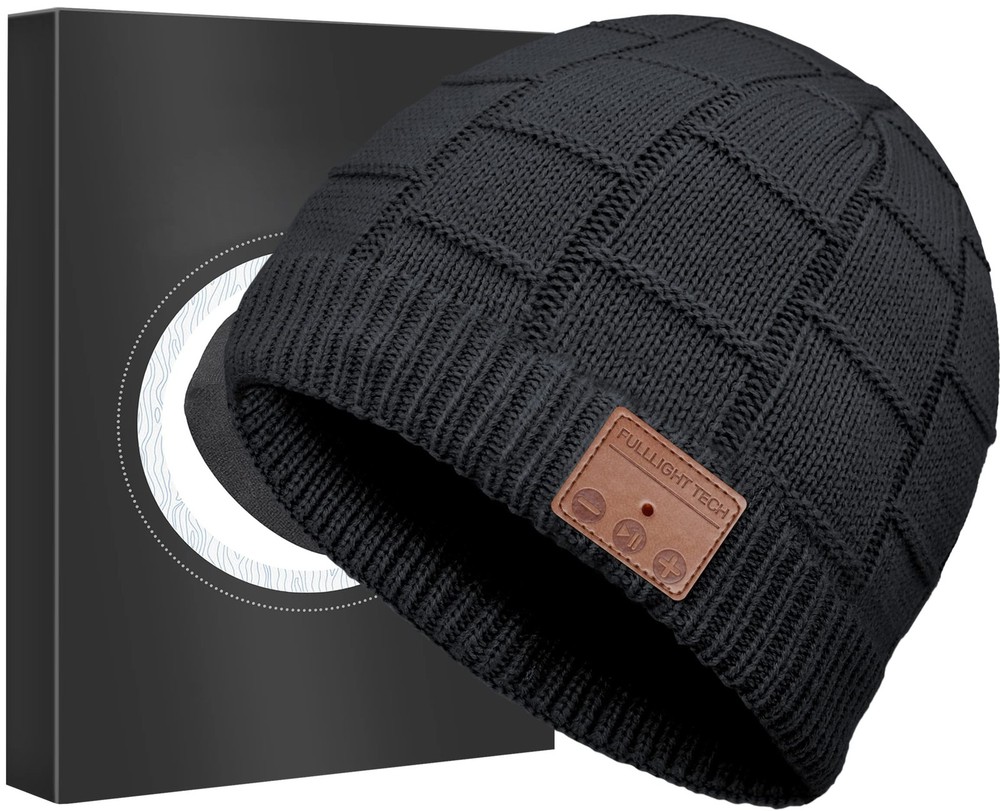 Bluetooth Beanie Hat Headphones Unique Tech Gifts Stocking Medium, Black