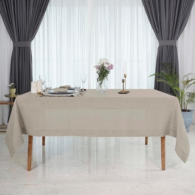 Natural Linen Tablecloth Rectangle Eco-Friendly Gift Support Education New