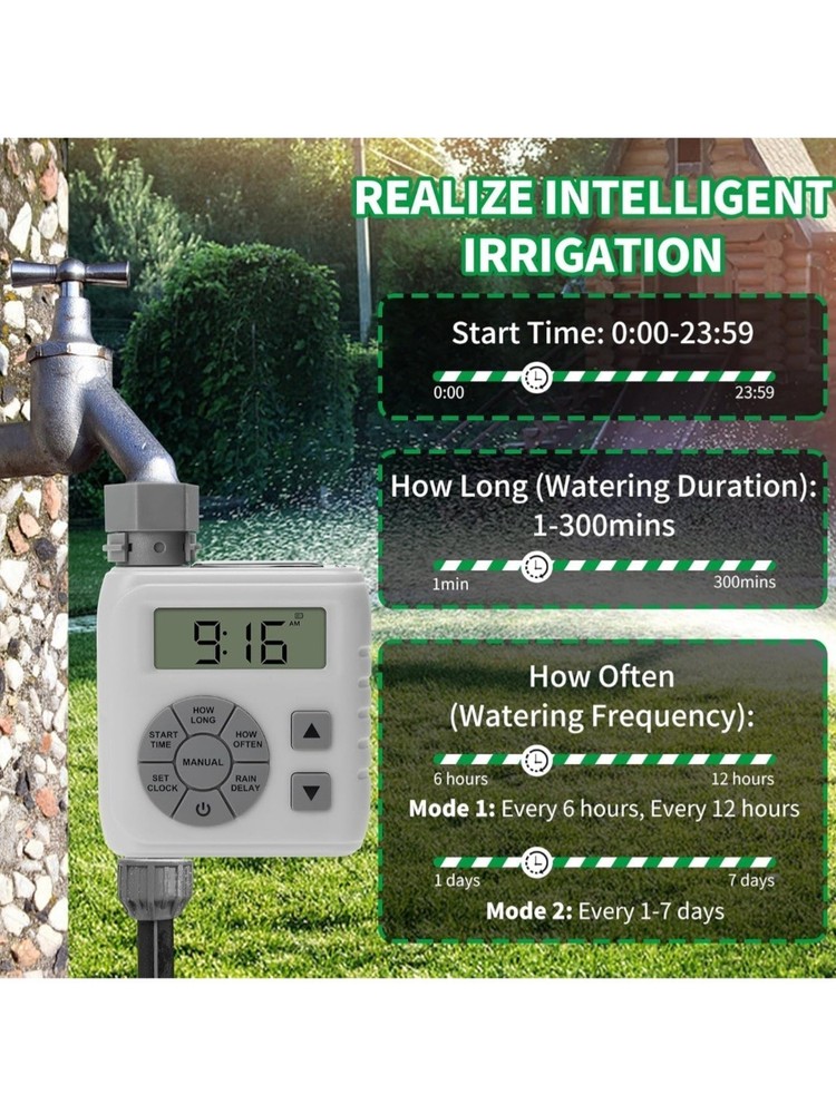 Sprinkler Timer, Programmable Irrigation Water Timer for Garden Hose, Solar/Batt