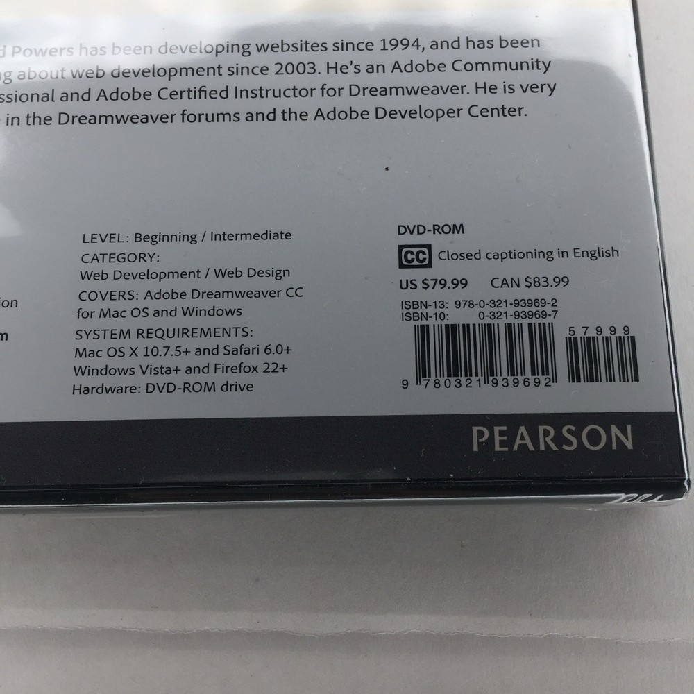 Adobe Dreamweaver CC: Learn by Video 2014 David Powers PC DVD-ROM Brand New OOP