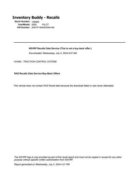 Radiator Core Support Fits 05 PILOT 10285942