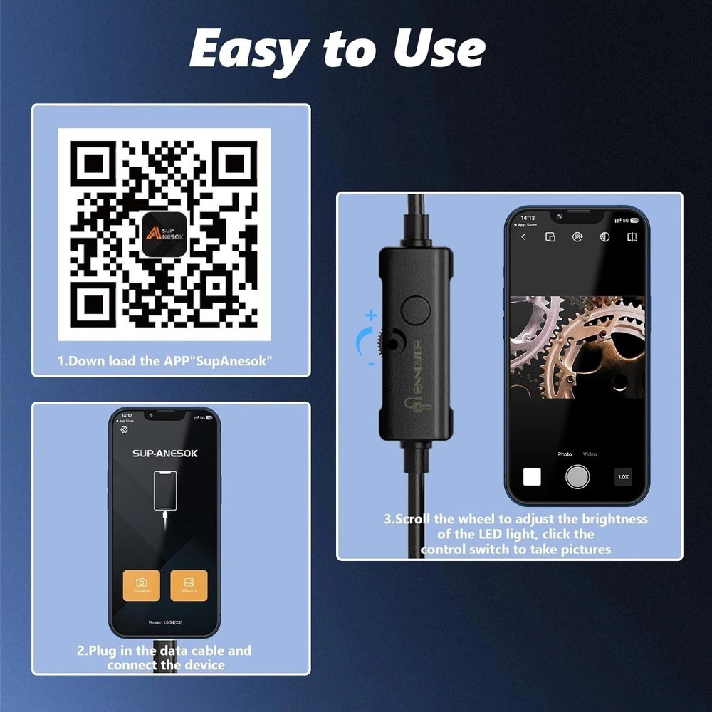 5M Endoscope Camera with Light,1920P HD Borescope Camera for iOS ,Android US