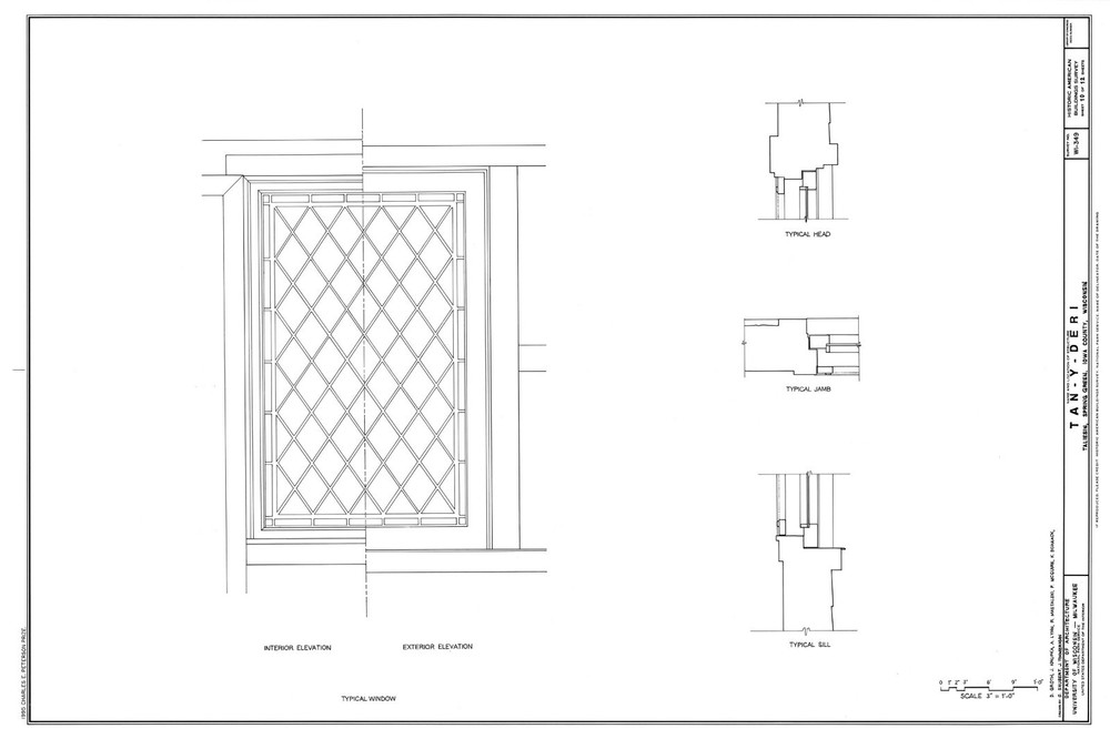 4 bedroom open plan home by Frank Lloyd Wright, printed architectural drawings