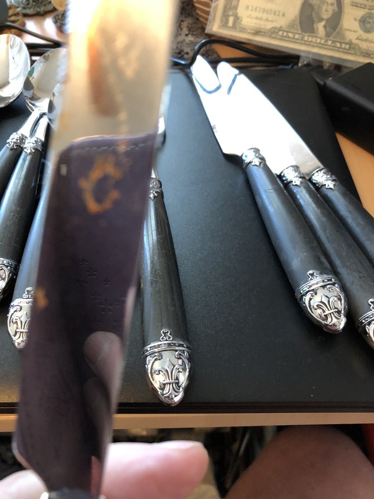 Misc. Flatware W/Plastic Handles- 5 Servings Spoons, 5 Teaspoons, 1 Fork, 4 Kn.